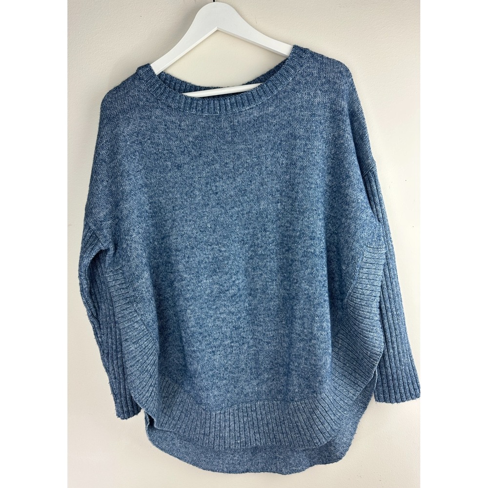 Sundance Blue Marl Knit Dolman Curved Hem Pullover Sweater Ribbed L Oversized - Picture 12 of 12
